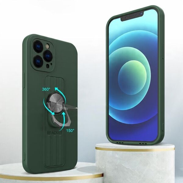 Θήκη σιλικόνης Ring Case με λαβή δακτύλου και βάση για Xiaomi Poco M4 Pro 5G μαύρο