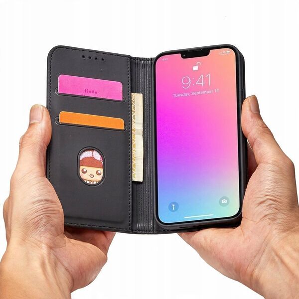 Θήκη κάρτας μαγνήτη etui iPhone 14 Pro Max pokrowiec z klapką πορτοφόλι podstawka μαύρο