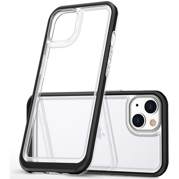 Διάφανη θήκη 3σε1 iPhone 14 Plus σιλικονούχο κάλυμμα με μαύρο πλαίσιο