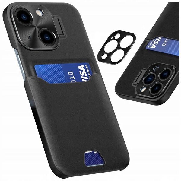 Δερμάτινη θήκη Stand etui Samsung Galaxy S23 Ultra pokrowiec πορτοφόλι για κάρτα με βάση μαύρο