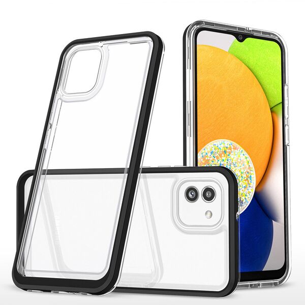 Διαφανής θήκη 3σε1 Samsung Galaxy A03 σιλικονούχα θήκη με πλαίσιο μαύρο