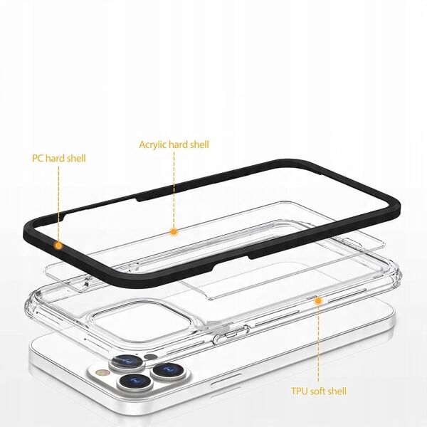Διαφανής θήκη 3σε1 Samsung Galaxy A03 σιλικονούχα θήκη με πλαίσιο μαύρο