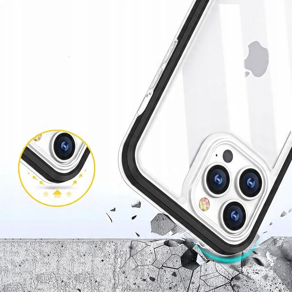 Διαφανής θήκη 3σε1 Samsung Galaxy A03 σιλικονούχα θήκη με πλαίσιο μαύρο