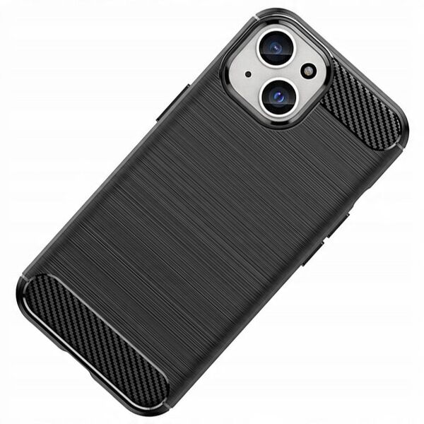 Ελαστική θήκη με σχέδιο ανθρακονήματος για iPhone 15 Plus Carbon Case - μαύρη