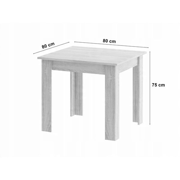 Σετ τετράγωνο τραπέζι 80x80 δρυς sonoma + 4 καρέκλες MARK λευκές