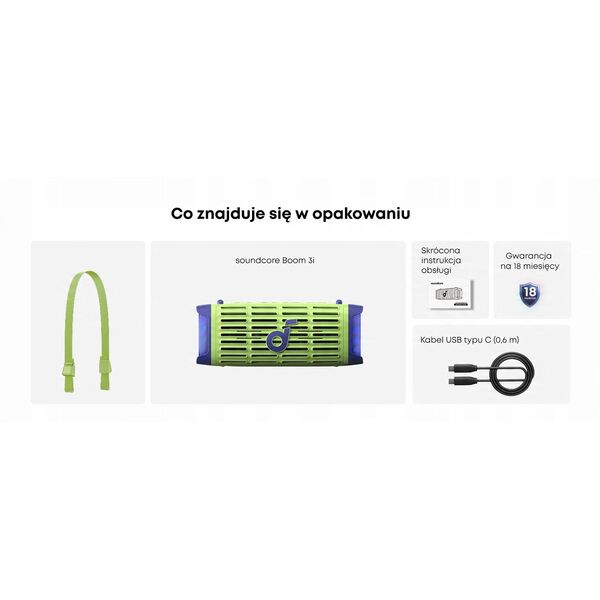 Anker Soundcore Speaker | Boom 3i | 50 W | Atsparus vandeniui | Bluetooth | Žalias | Portable | Belaidė jungtis