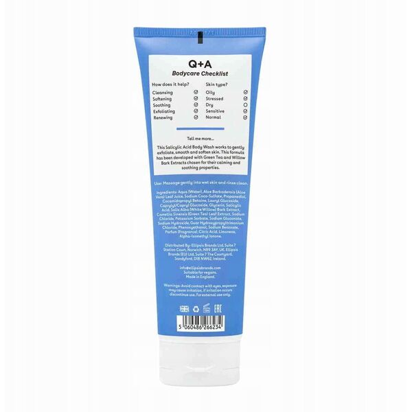 Αφρόλουτρο σώματος με σαλικυλικό οξύ Q+A Salicylic Acid Body Wash, 250 ml