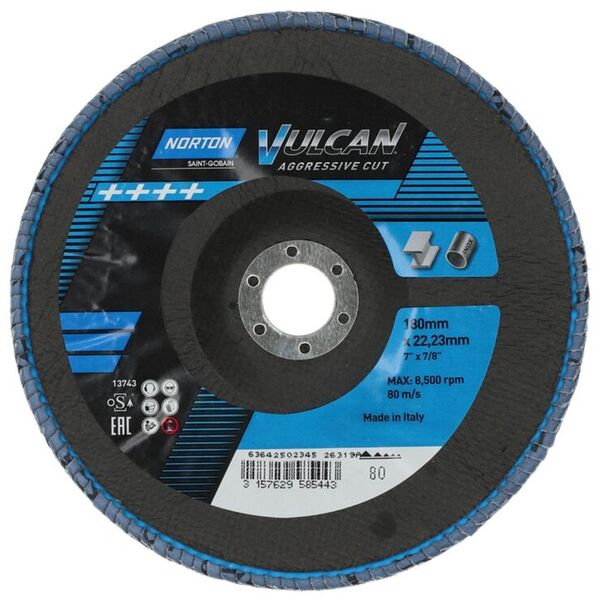 Norton Clipper Flap disc Norton Vulcan Zirconia FLD FDTF 180x22 R842 NOR P80 VULNZ EU 11262517 3157629585443