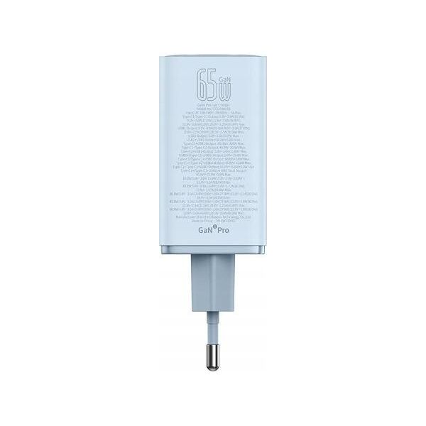 Ładowarka Baseus OS-Baseus GaN6 Pro Fast Charger 2C+2U 65W  EU Galaxy Blue((With:Mini White Cable Type-C to Type-C 100W(20V/5A) 1m Galaxy Blue)）