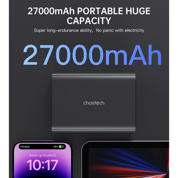 Powerbank Choetech Powerbank B635BK 2xUSB-A / 2xUSB-C 27000mAh - czarny