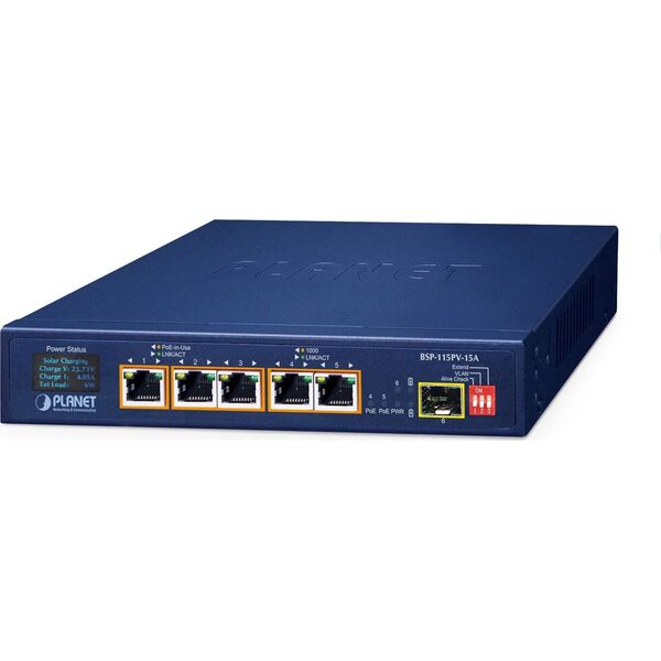 PLANET BSP-115PV-15A łącza sieciowe Nie zarządzany Gigabit Ethernet (10/100/1000) Obsługa PoE Niebieski