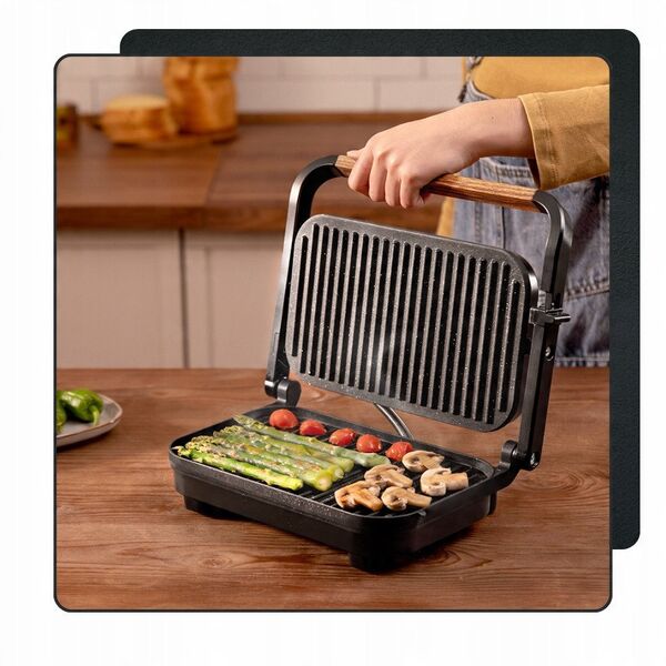 Grill elektryczny Cecotec Rock'nGrill 1200 drewniany czarny