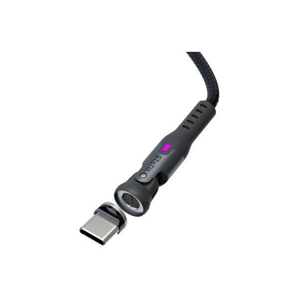 Statik 360 Pro 2.0 - καλώδιο USB-C με προσαρμογέα USB-A και τρία εναλλάξιμα μαγνητικά βύσματα USB-C, 2m (μαύρο)