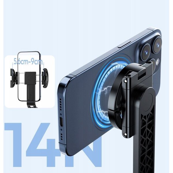 Kijek Selfie Stick Statyw 1,44m Na Magnes Magsafe Telefon Smartfon + Pilot / Tt88 / Czarny