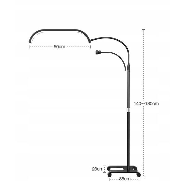 Lampa Led Kosmetyczna Bezcieniowa Moon Stojąca + Kółka 45w Marinelli Gx520r / Czarny