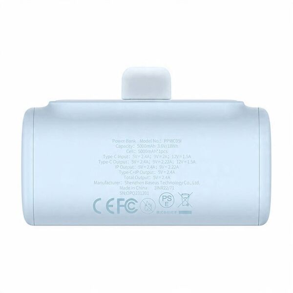 Φορητός φορτιστής OS-Baseus Compact IP 5000mAh 20W (μπλε)