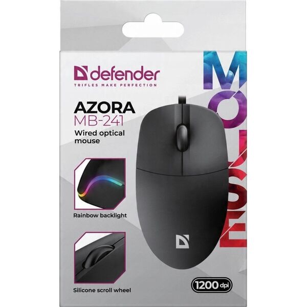 Mysz przewodowa AZORA MB-241 1200 DPI czarna podwietlana