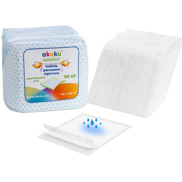 Εφάπαξ υγειονομικά υποστρώματα AKUKU COMFORT, 30 τεμ. 40 x 60 εκ., A0377