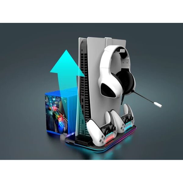 Βάση ψύξης CANYON CS-51 RGB PS5 Slim/DE Φόρτιση Μαύρη
