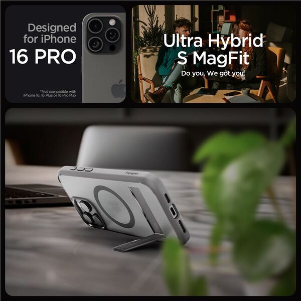Spigen Spigen Ultra Hybrid S MagSafe, παγωμένο γκρι - iPhone 16 Pro