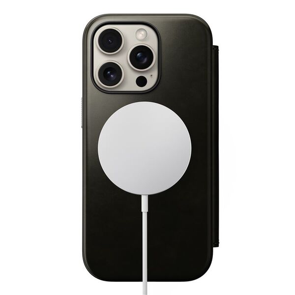 Nomad Nomad Δερμάτινο Folio, πράσινο χρώμιο - iPhone 16 Pro