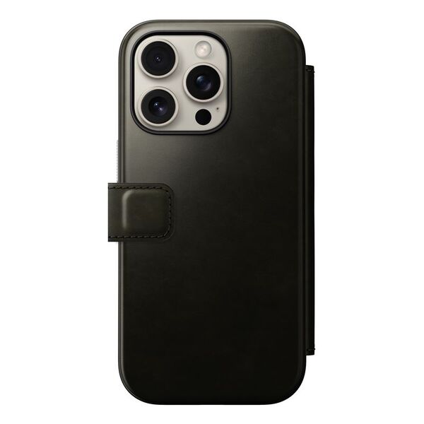 Nomad Nomad Δερμάτινο Folio, πράσινο χρώμιο - iPhone 16 Pro