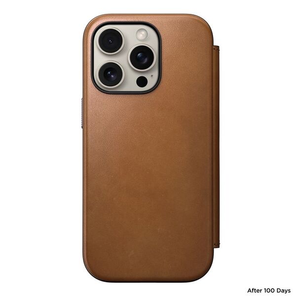 Nomad Σύγχρονο Δερμάτινο Folio, english Tan-C - iPhone 16 Pro