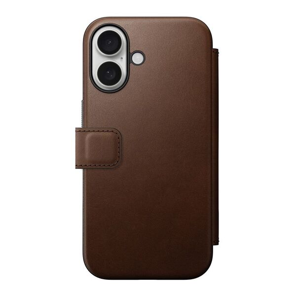Nomad Nomad Σύγχρονο Δερμάτινο Folio, καφέ - iPhone 16