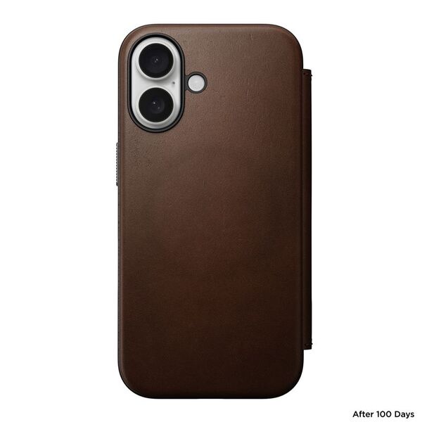 Nomad Nomad Σύγχρονο Δερμάτινο Folio, καφέ - iPhone 16