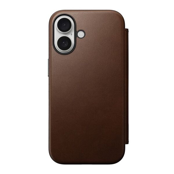 Nomad Nomad Σύγχρονο Δερμάτινο Folio, καφέ - iPhone 16