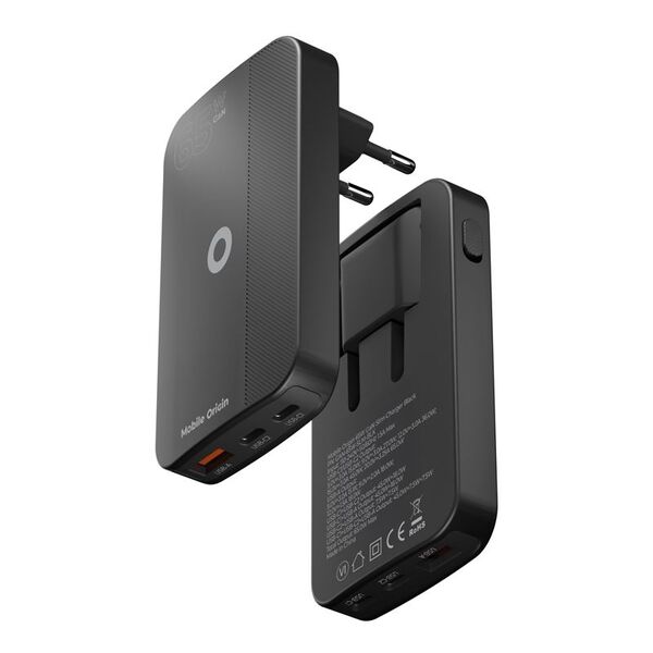 Φορτιστής MOBILE ORIGIN Slim Charger 1x USB-A 2x USB-C 1.5 A (GAN-65W-SLM-BLK)
