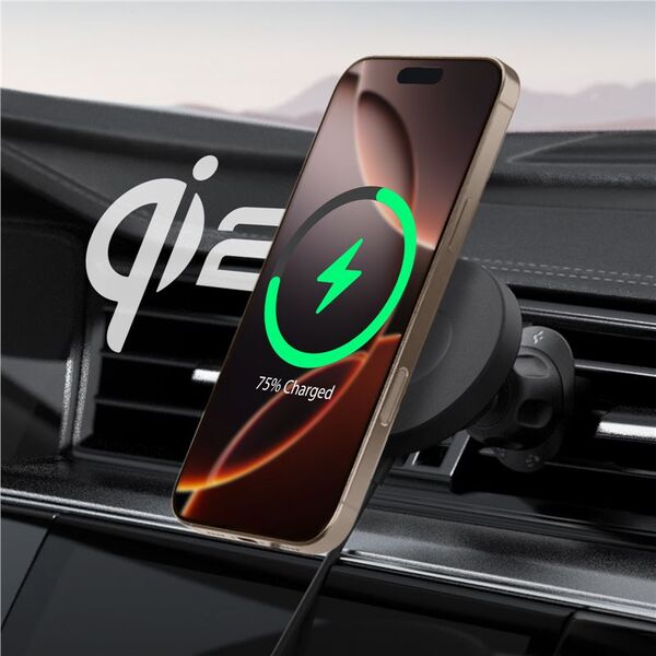 Spigen OneTap Pro 4 MagSafe Car Mount Charger, μαύρο - Ασύρματο / Αεραγωγός