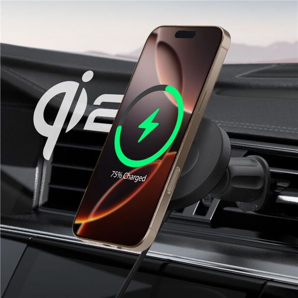 Φορτιστής Αυτοκινήτου Spigen OneTap Pro 4 MagSafe, μαύρο - Ασύρματο / Γάντζος Εξαερισμού