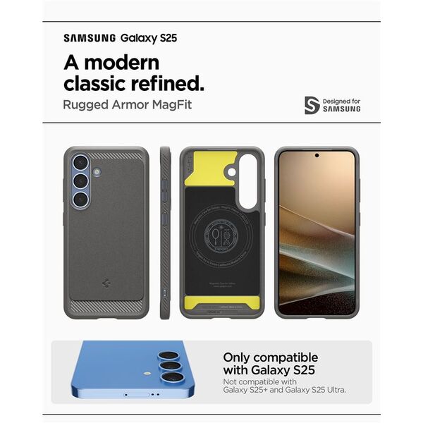 Θήκη Spigen Rugged Armor Mag MagSafe Samsung Galaxy S25 Marble Grey