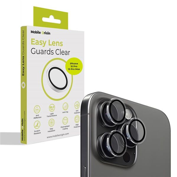 Προστατευτικά φακών Mobile Origin Easy, διαφανή - iPhone 15 Pro/15 Pro Max