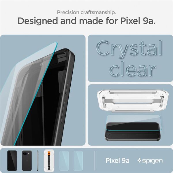 SPIGEN GLAS.TR ΕΠΙΠΕΔΗ ΠΡΟΣΤΑΣΙΑ ΟΘΟΝΗΣ ”EZ FIT” 2-PACK GOOGLE PIXEL 9A ΔΙΑΦΑΝΕΣ