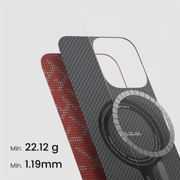 Θήκη Pitaka Tactile Woven, PTK Κόκκινο/Χρυσό - iPhone 16 Pro