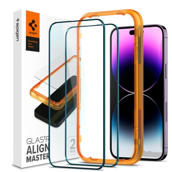 Spigen Tempered Glass Spigen GLAS.tR Slim AlignMaster Apple iPhone 14 Pro Μαύρο [2 PACK]