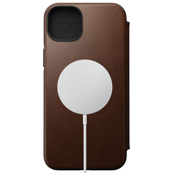 Nomad Nomad Δερμάτινο MagSafe Folio, καφέ - iPhone 14 Plus