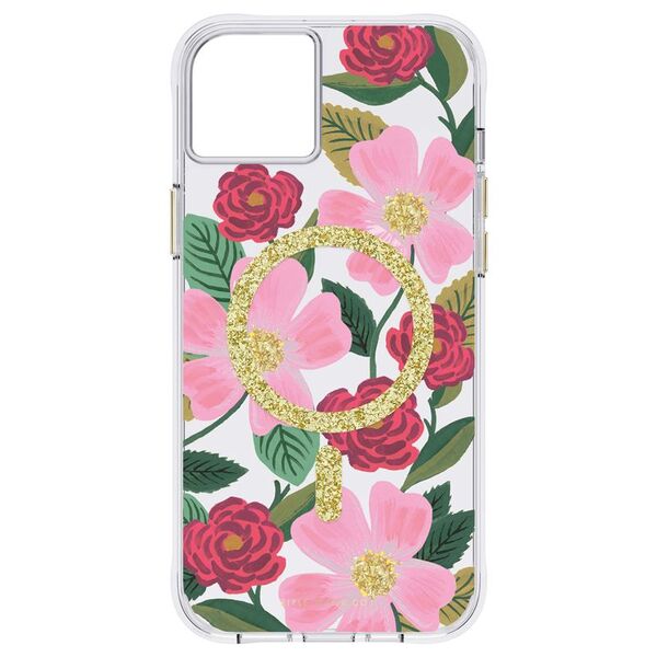 Rifle Paper Clear MagSafe - Θήκη iPhone 14 Plus διακοσμημένη με χρυσό (Rose Garden)