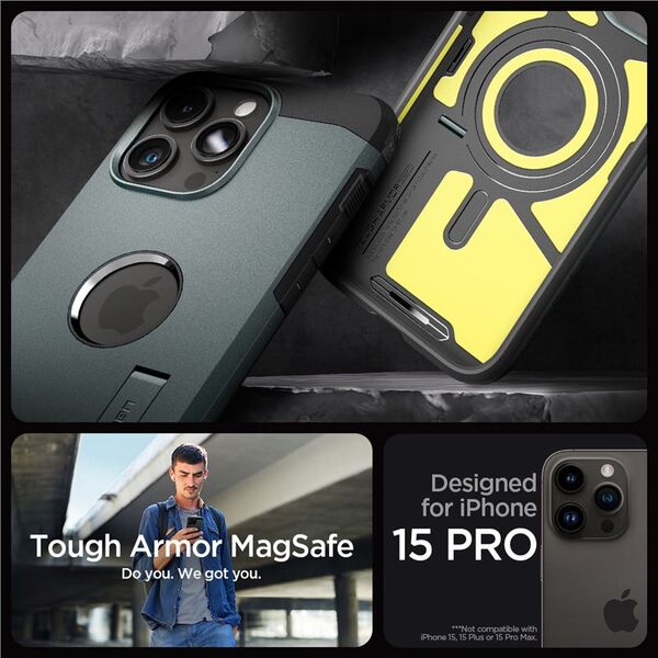 Spigen Tough Armor MagSafe, άβυσσος πράσινο - iPhone 15 Pro