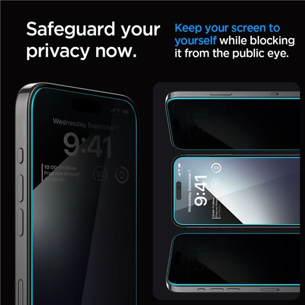 Spigen Tempered Glass Spigen Ez Fit 2-pack Iphone 15 Pro Privacy Braders