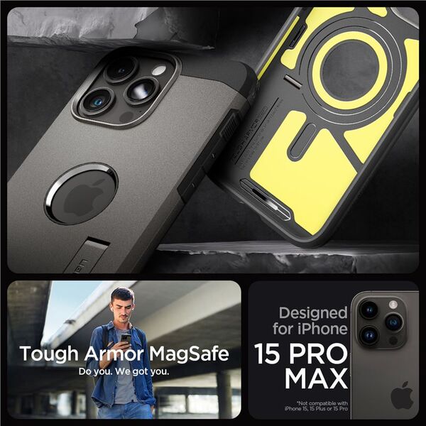 Spigen Spigen Tough Armor MagSafe, gunmetal - iPhone 15 Pro Max