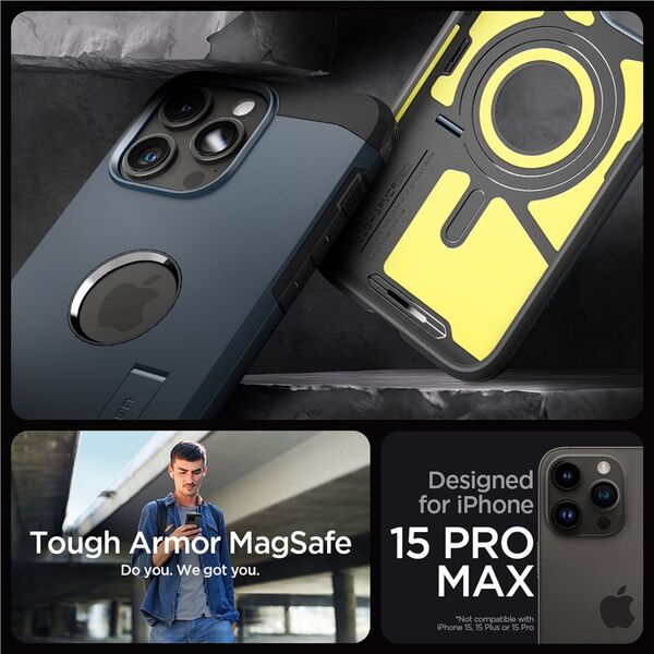 Spigen Spigen Tough Armor MagSafe, metal slate - iPhone 15 Pro Max