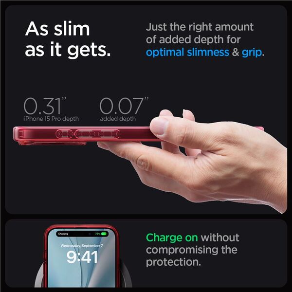 Spigen Spigen Ultra Hybrid MagSafe, frost deep red - iPhone 15 Pro