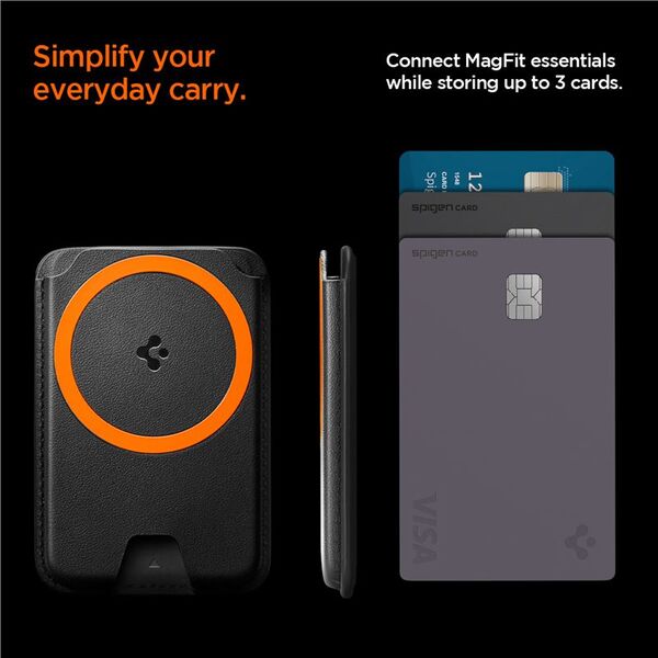 Spigen Spigen Valentinus MagSafe Πορτοφόλι 3 Καρτών, μαύρο