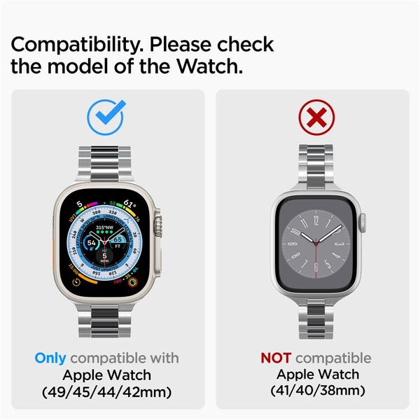 Spigen Spigen Modern Fit 316L Band, silver - Apple Watch 49mm/45mm/44mm/42mm