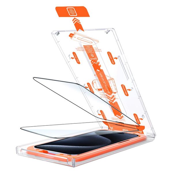 MOBILE ORIGIN Προστατευτικό Οθόνης Πορτοκαλί iPhone 15 Plus με εύχρηστο εφαρμοστή, 2τμχ.