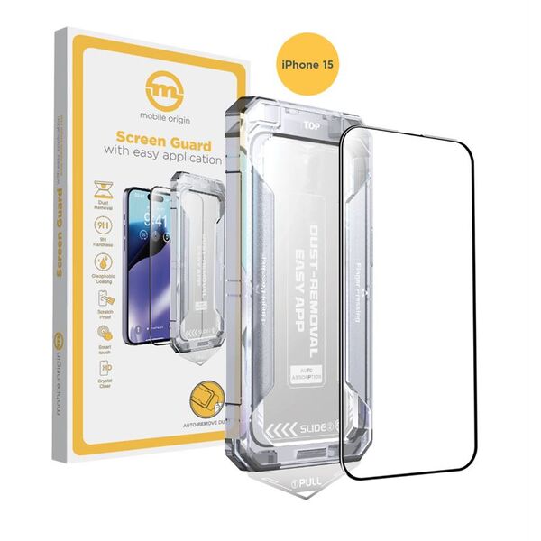 MOBILE ORIGIN Προστατευτικό γυαλί με εφαρμογέα iPhone 15