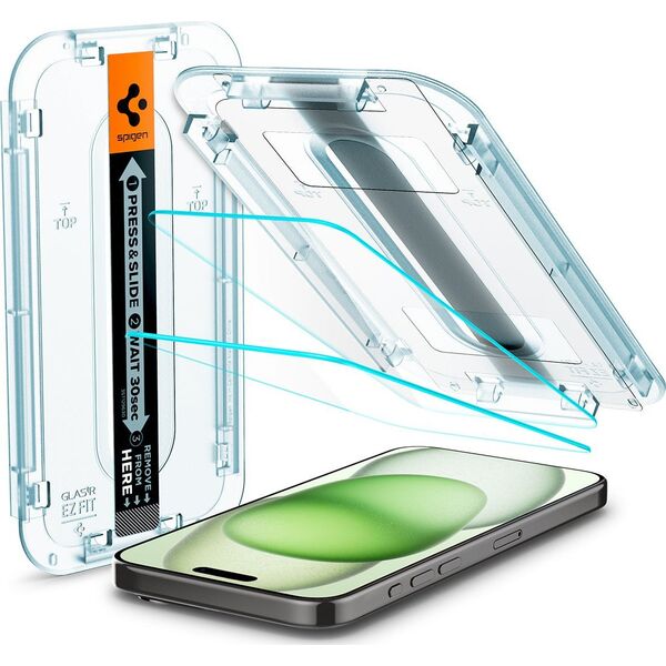 Spigen Spigen Glass tR EZ Fit 2 Pack, transparency - iPhone 15 Plus